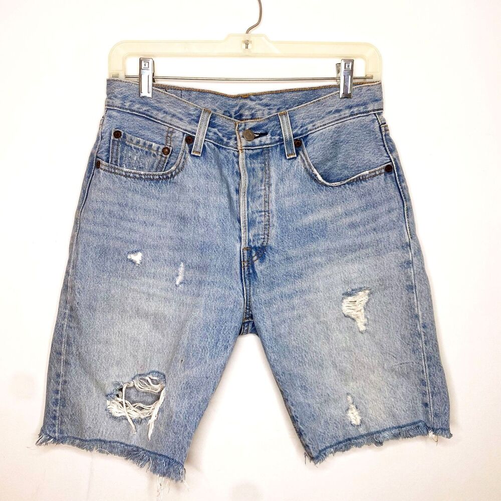 Levi's Light Blue Distressed Jean Shorts